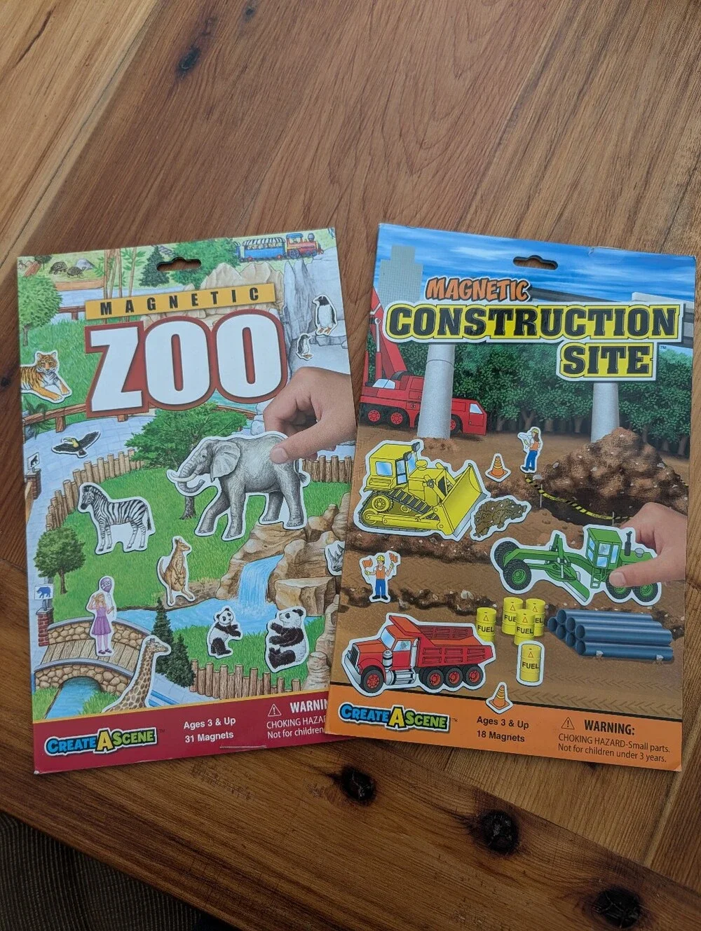 Magnetic Zoo & Construction Site Playsets - Green, Yellow, Red